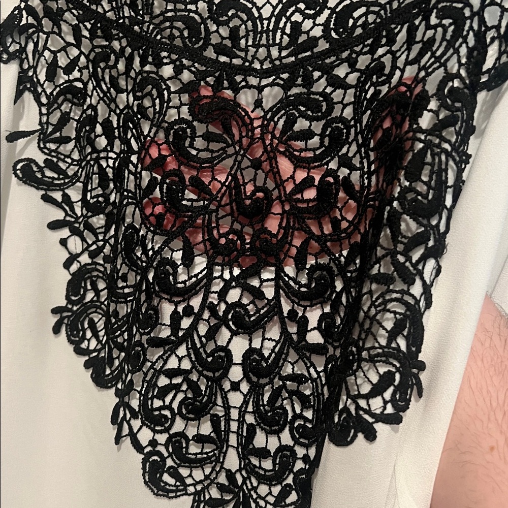 City Chic White Tank with Black Lace Bib - Picture 3 of 5